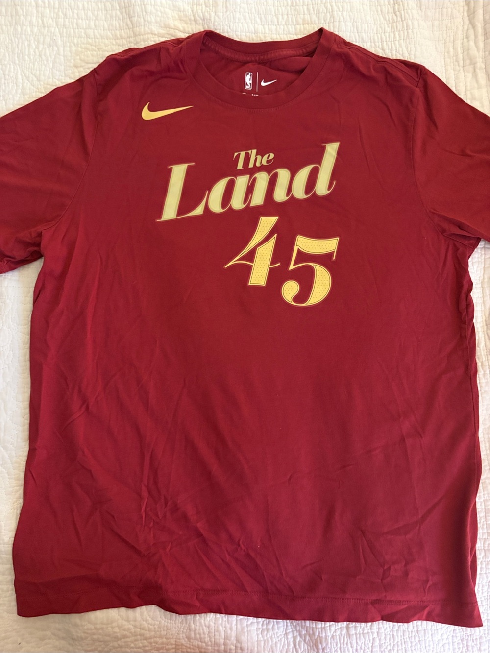 Nike Men's Red 'The Land 45' Donovan Mitchell Short Sleeve Graphic Tee